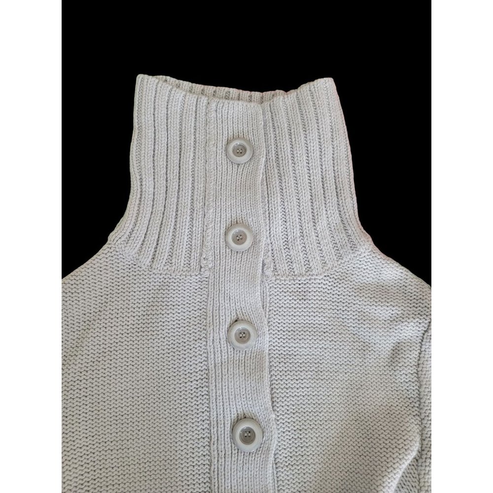 White House Black Market Gray Cardigan Cowl Turtle Neck Sz M - Picture 3 of 4